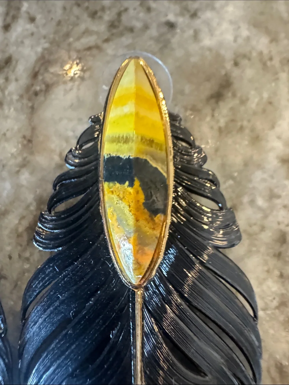 Montana Silversmiths Black Feather Wall Plaques with Yellow Stone Accents
